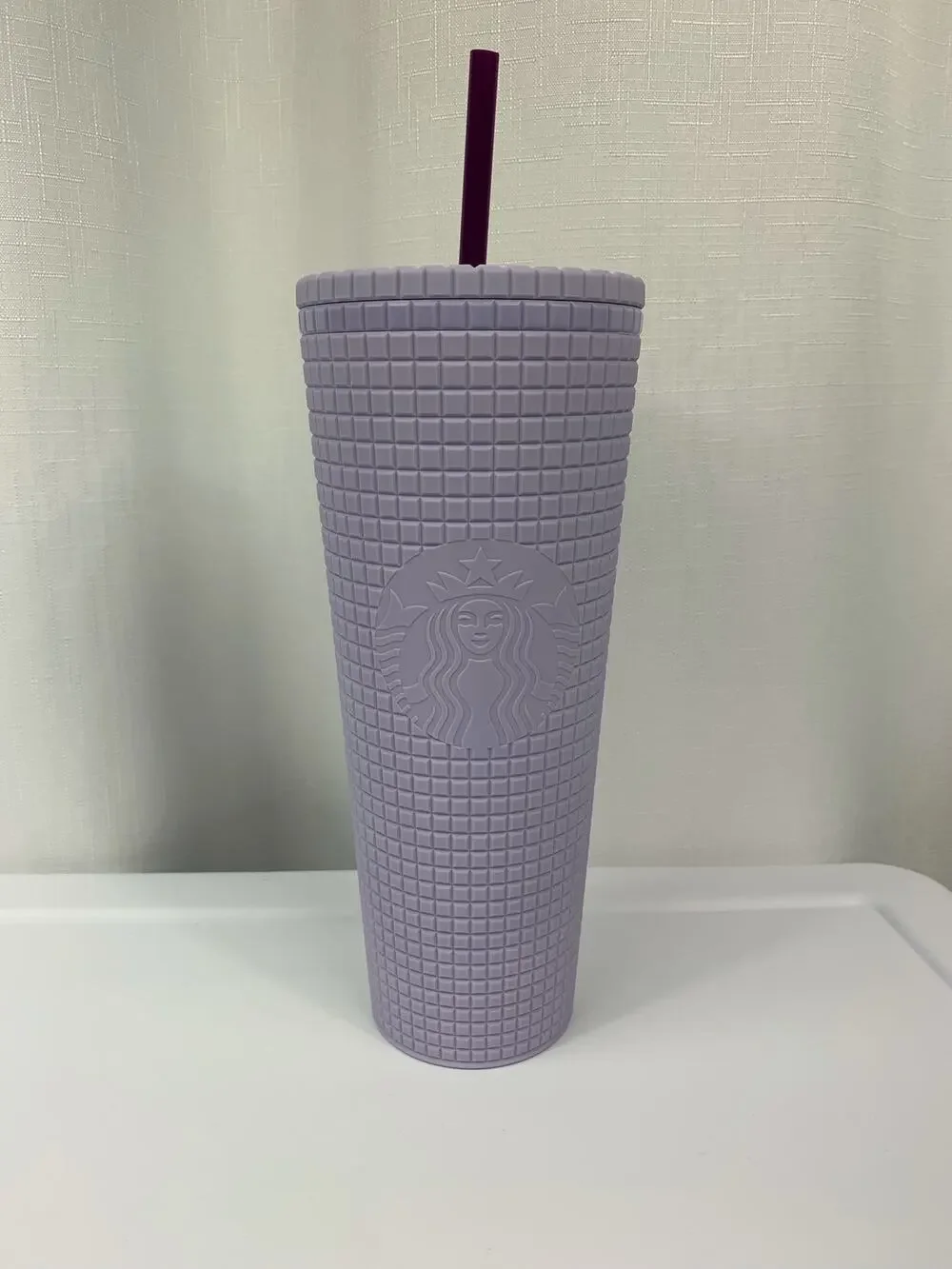 Starbucks Collectible Tumbler Matte Lavender Purple Studded Grid Limited